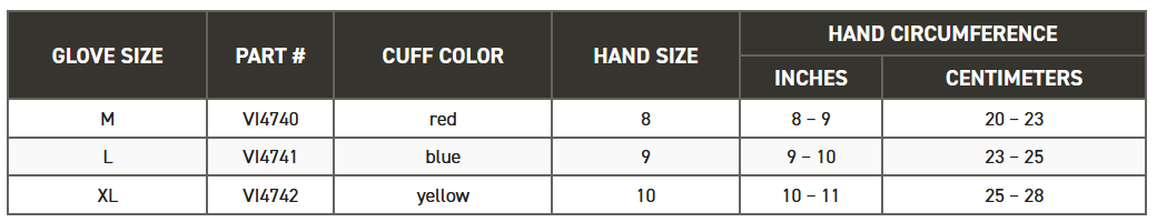 #BLACKMAXXBLADE Impacto® Blackmaxx Blade Cut-Resistant Vibration Dampening Gloves-size guide